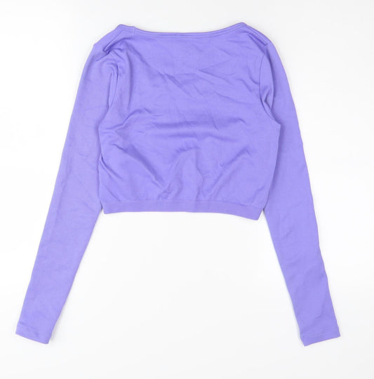 Reebok Women's Purple Cropped Active Long Sleeve Top S