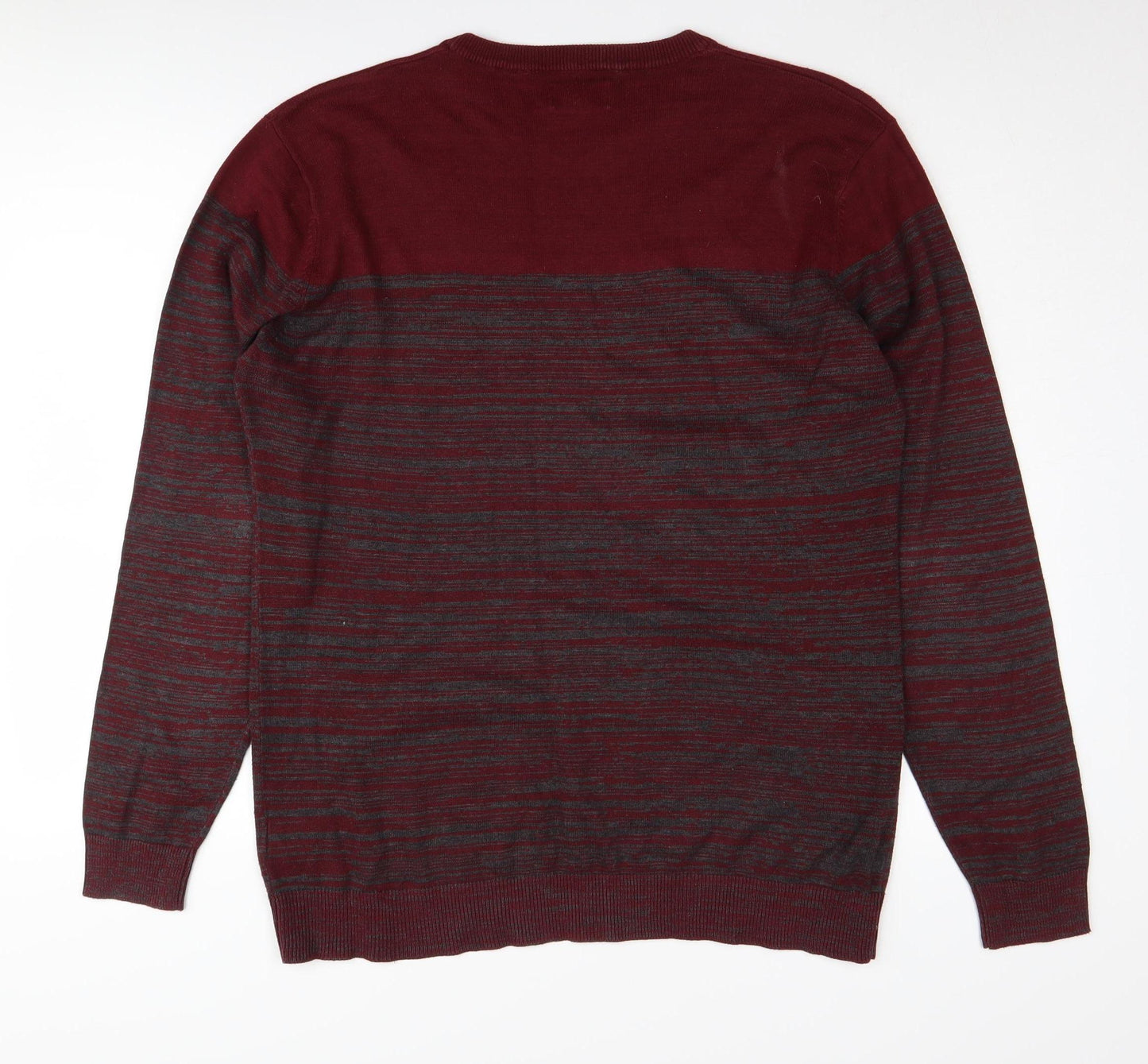 Pierre Cardin Men's Red Striped Jumper Size L Cotton Blend