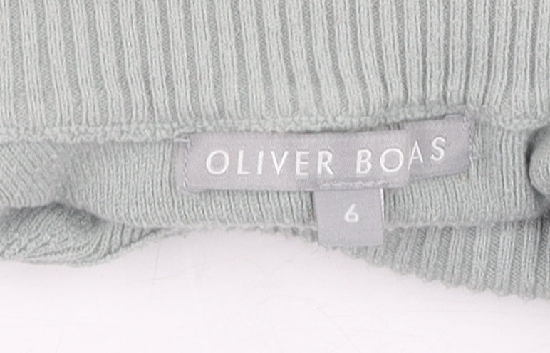 Brand and care label for Oliver Boas Grey Mock Neck jumper, size 6