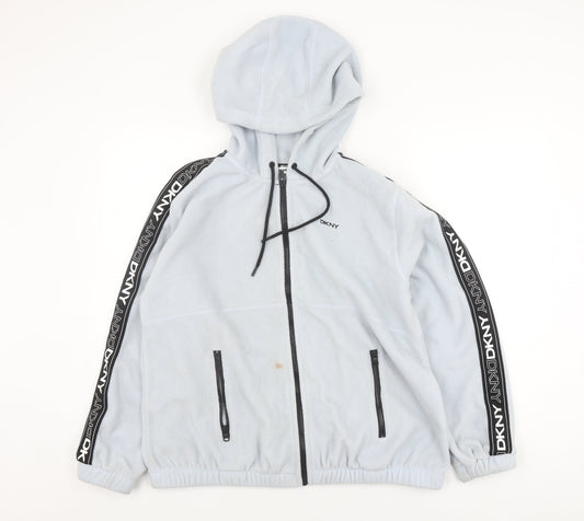 DKNY Women's Blue Hooded Puffer Jacket Size L