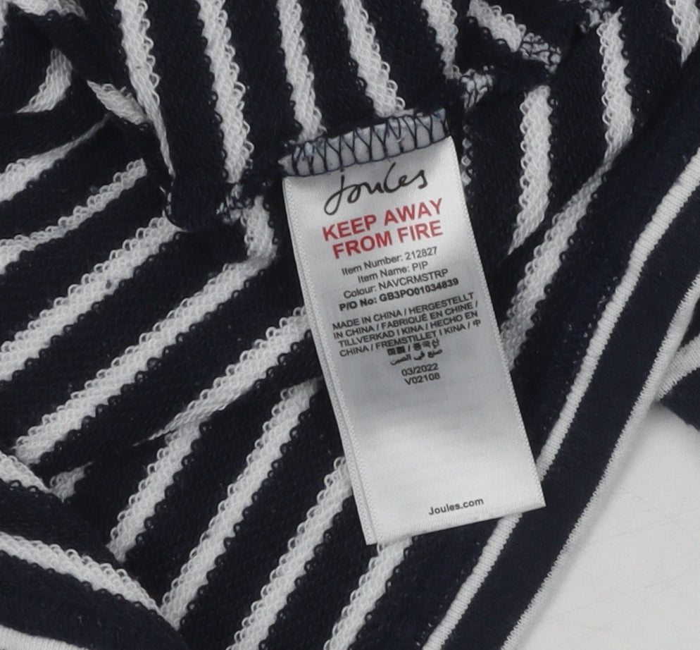 Joules Women's Navy Striped Pullover Hoodie, Size UK 8