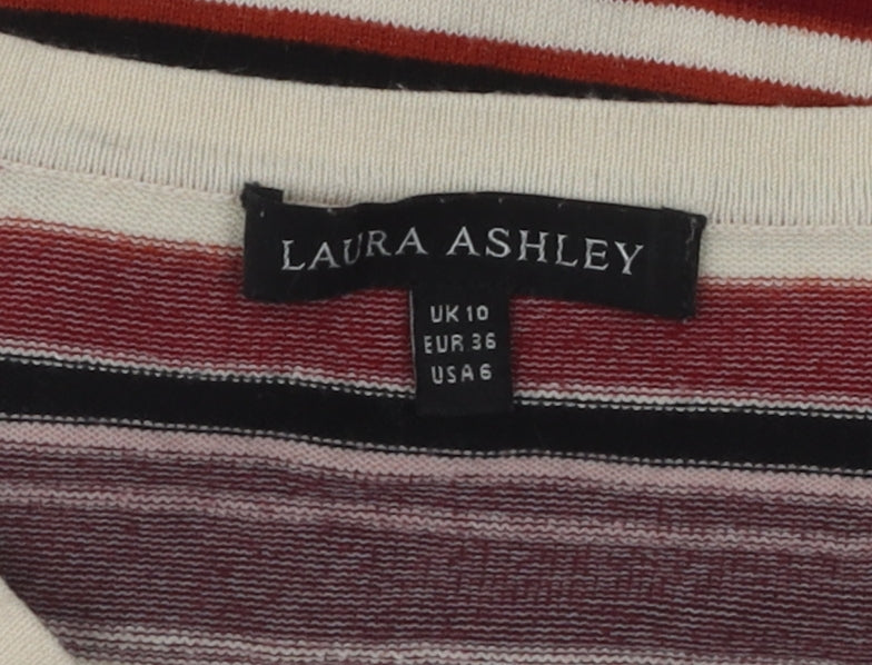 Laura Ashley Women's Multicoloured Striped T-Shirt Size 10