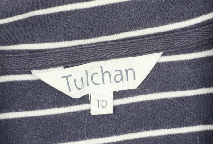 Tulchan Women's Blue Striped Jersey Button-Up Size 10