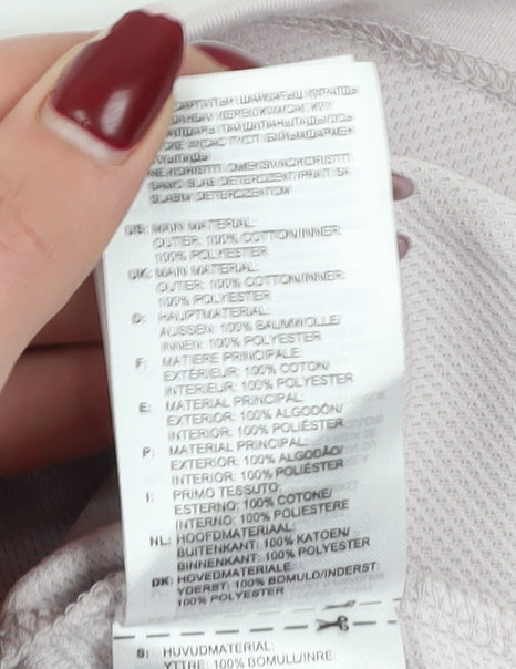 Brand and care label for Adidas women’s grey basic t-shirt, size UK 8