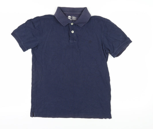 Timberland Men's Blue Short Sleeve Polo XS, 100% Cotton