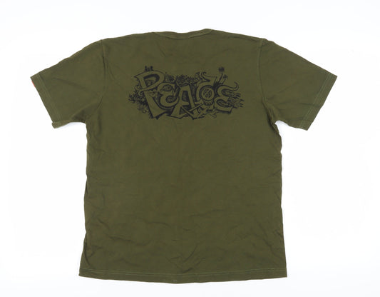 Unisex Adultss UK Size L T-Street Green Cotton T-Shirt