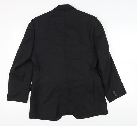 The Label Men's Black Wool Blazer, Size 40R, Formal