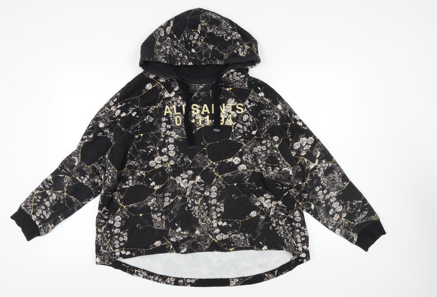 AllSaints Women's Black Floral Hoodie, Size S