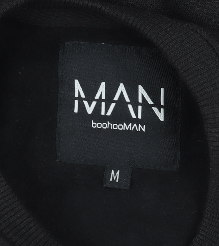 Brand and care label for boohooMAN Men's Black Pullover Sweatshirt M