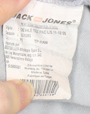 Jack & Jones Men's Grey Motorcycle Long Sleeve Tee