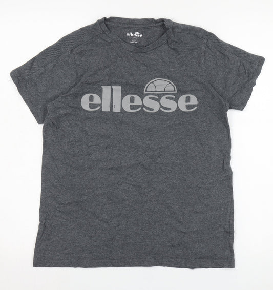 Ellesse Men's Grey Cotton Short Sleeve T-Shirt M