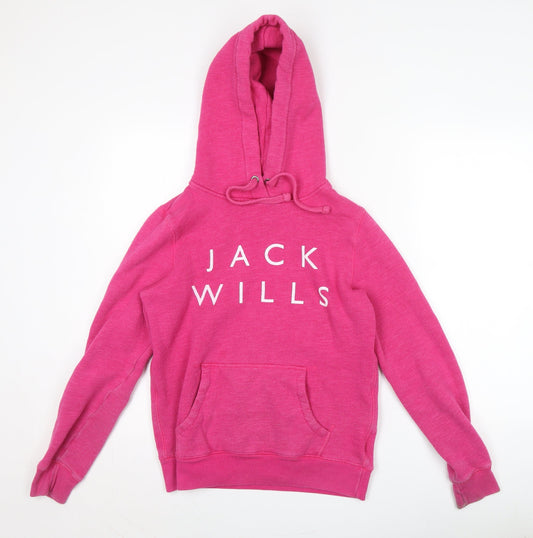Womens UK 10 Regular Jack Wills Pink Pullover Hoodie