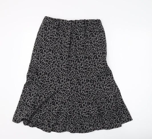 Saloos Women's Black Animal Print M Skirt