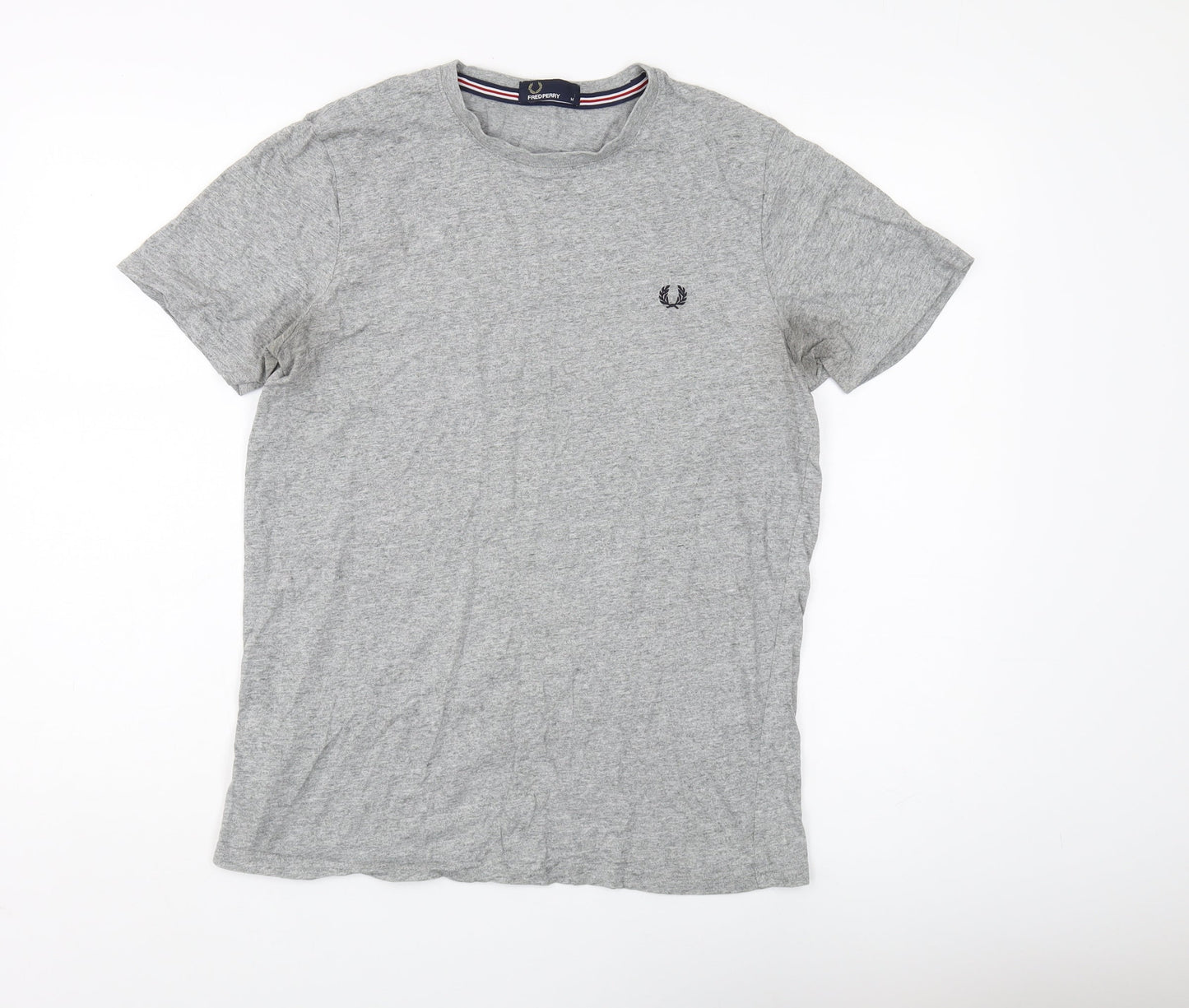 Fred Perry Men's Grey T-Shirt, M, Cotton Crew Neck