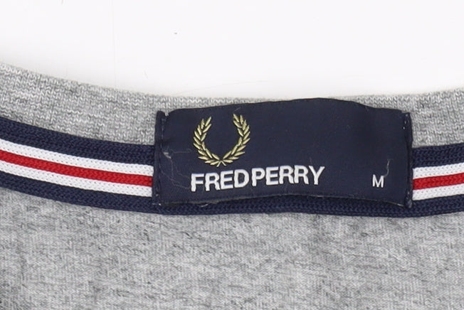 Fred Perry Men's Grey T-Shirt, M, Cotton Crew Neck