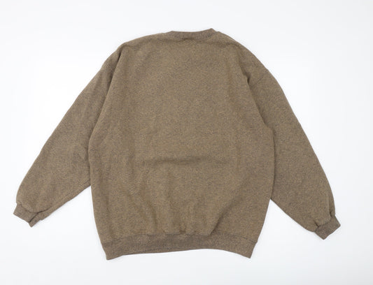 Lee Men's Brown Crew Neck Logo Sweatshirt, L, Heavyweight