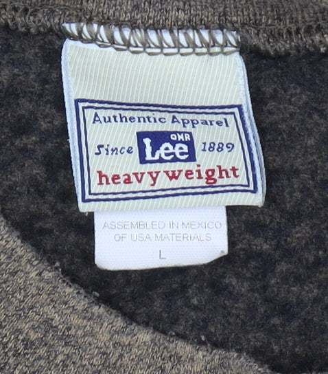 Lee Men's Brown Crew Neck Logo Sweatshirt, L, Heavyweight