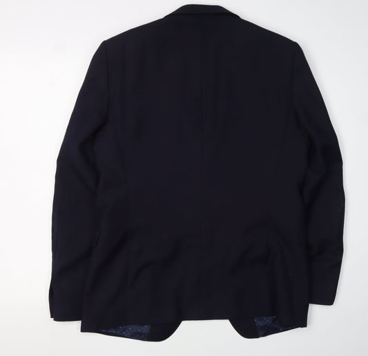 T.M. Lewin Men's Blue Slim Fit Blazer, 41R, Business Style