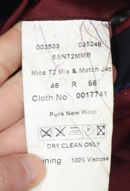 Magee Men's Blue Wool Blazer, Size 46, Regular Fit