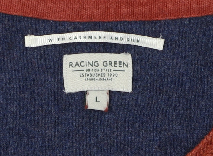 Racing Green Men's Red Pullover Jumper, L, Cashmere Silk