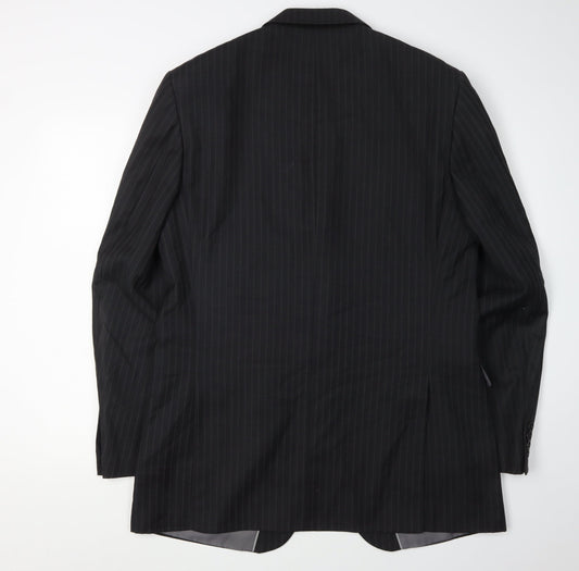 Marks and Spencer Men's Black Striped Suit Jacket 42L