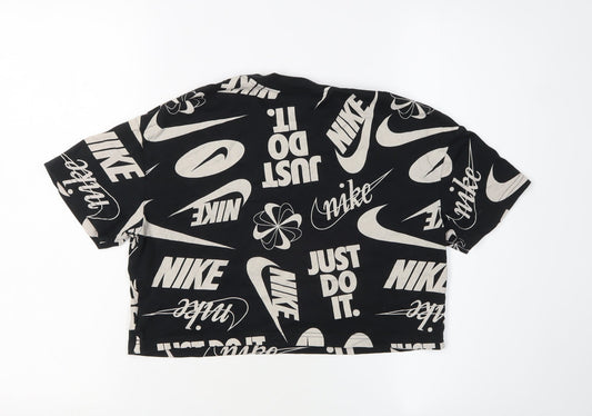 Nike Black Cropped T-Shirt S Unisex Sports Logo