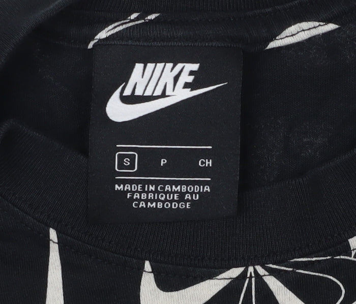 Nike Black Cropped T-Shirt S Unisex Sports Logo