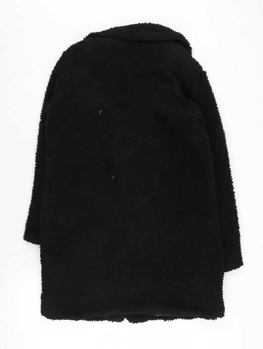 New Look Women's Black Coat Size 10 Mid-Length Snap Closure