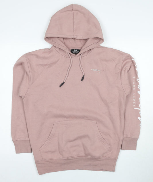 Mens UK XS Regular Crosshatch Pink Pullover Hoodie