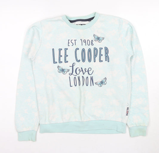 Lee Cooper Girls Blue Sweatshirt Pullover 13-14 Years Graphic