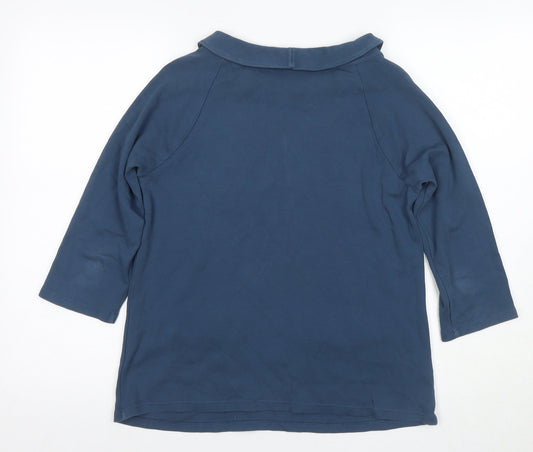 Womens UK Size 10 Laura Ashley Blue Cotton T-Shirt