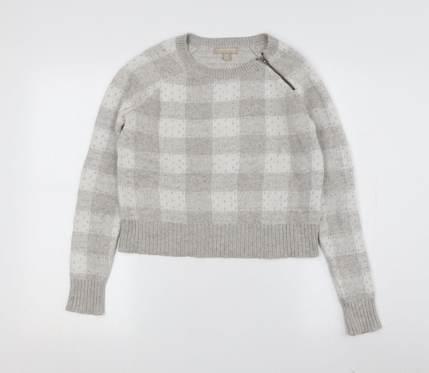 Banana Republic Women's Grey Check Pullover Jumper XS