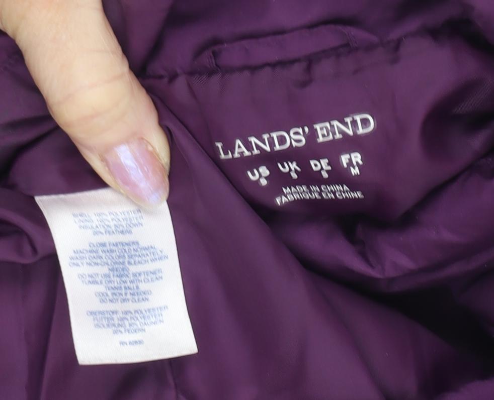 Lands' End Women's Purple M Puffer Jacket Winter Regular Fit