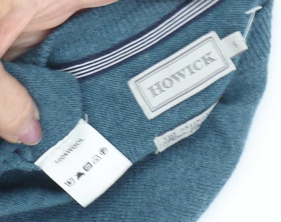 Howick Men's Blue V-Neck Wool Pullover Jumper S