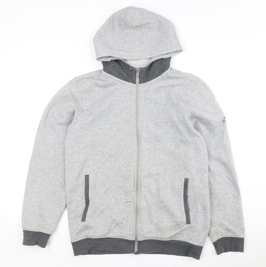 Adidas Men's Grey Full Zip Hoodie - Medium, Sporty Style