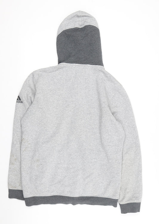 Adidas Men's Grey Full Zip Hoodie - Medium, Sporty Style