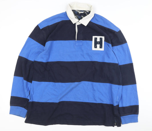 Tommy Hilfiger Men's Blue Striped 2XL Polo Shirt