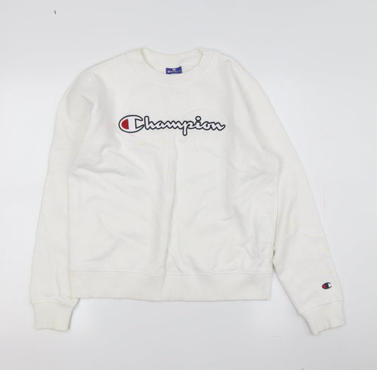 Champion White Unisex Pullover Sweatshirt S