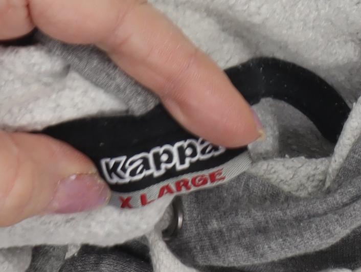 Kappa Men's Grey Pullover Hoodie XL Logo Accents