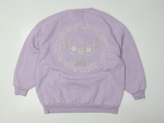 Disney Women's Purple Stitch Sweatshirt S, Graphic Print