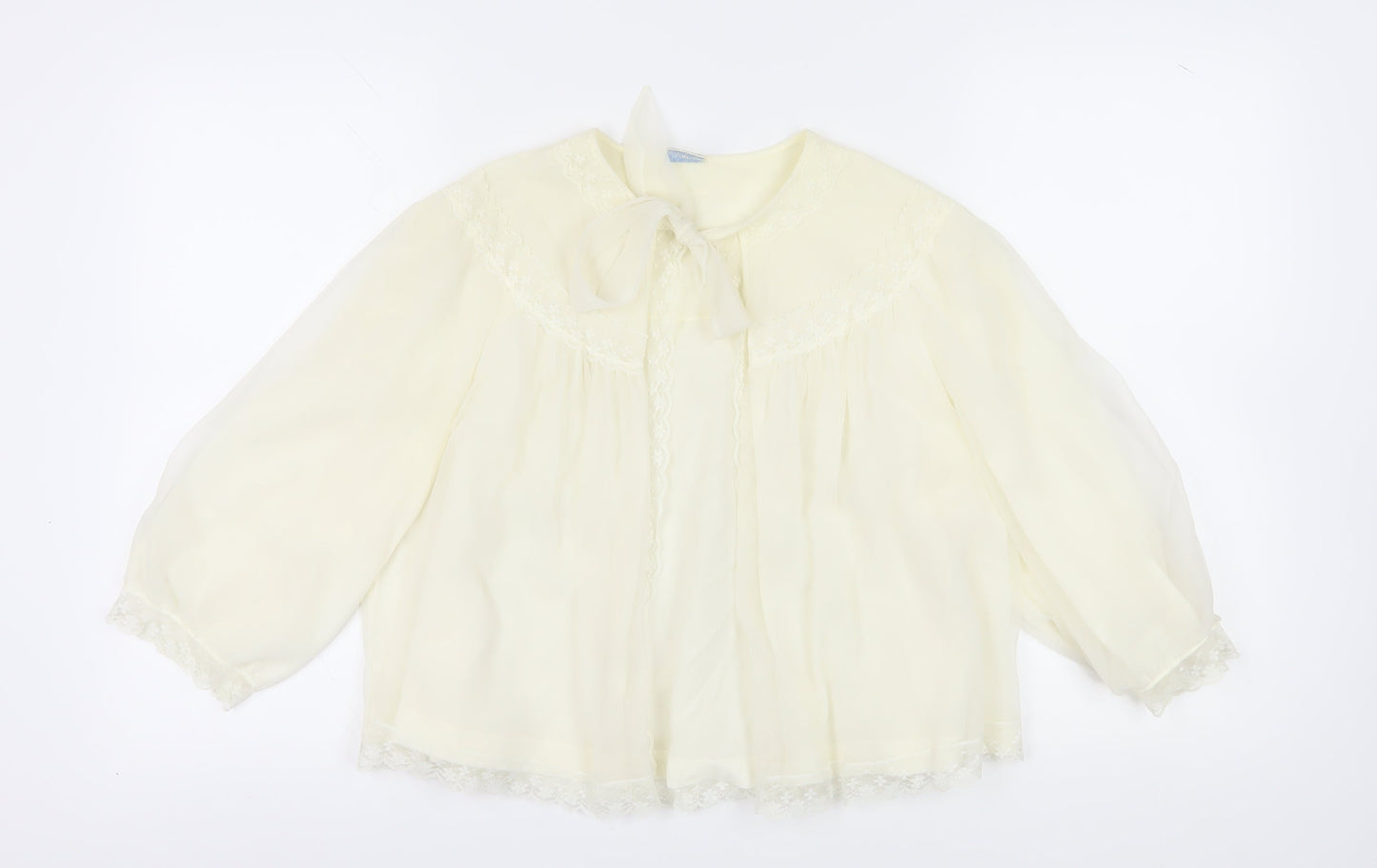 St Michael Women's Ivory 3/4 Sleeve Nylon Blouse