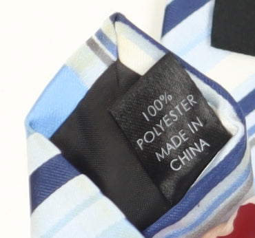 Brand and care label for Thomas Nash Men's Blue Striped Polyester Tie