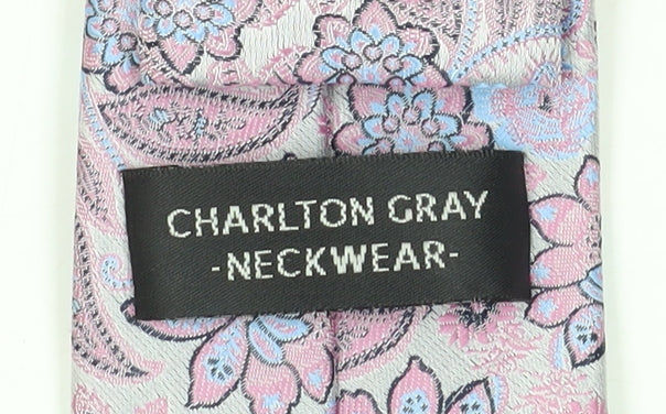 Charlton Gray Men's Pink Floral Tie
