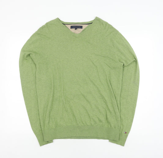 Tommy Hilfiger Men's Green V-Neck Pullover Jumper M