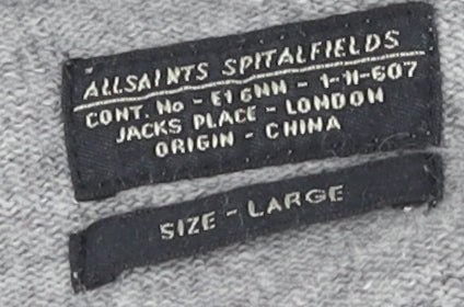 AllSaints Men's Grey Pullover Sweatshirt Size L