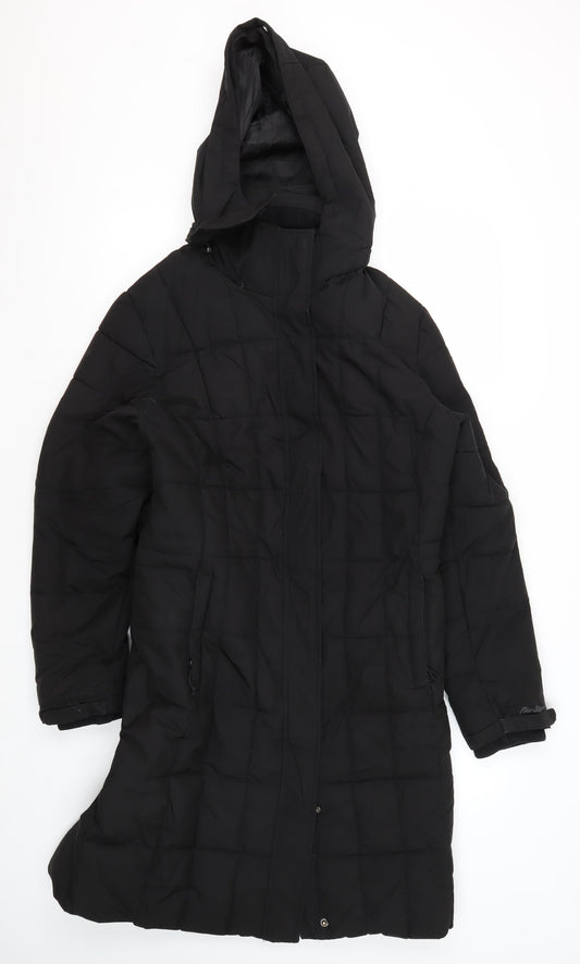 Peter Storm Women's Black Long Hooded Puffer Jacket Size 14