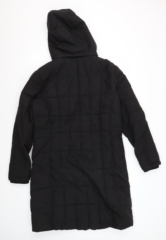 Peter Storm Women's Black Long Hooded Puffer Jacket Size 14