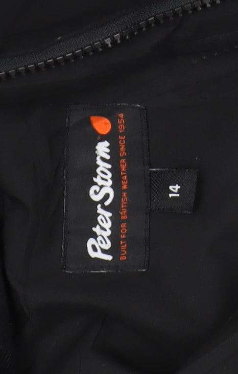 Peter Storm Women's Black Long Hooded Puffer Jacket Size 14
