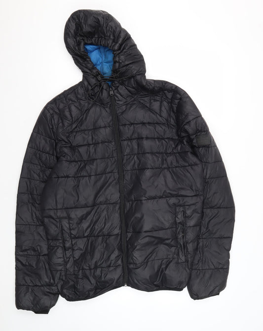 Jack & Jones Men's Black Hooded Puffer Jacket M