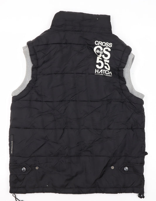 Cross Hatch Men's Black Small Puffer Gilet with Logo Accents
